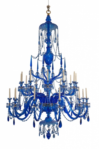 Large 24 light Blue Adam style chandelier