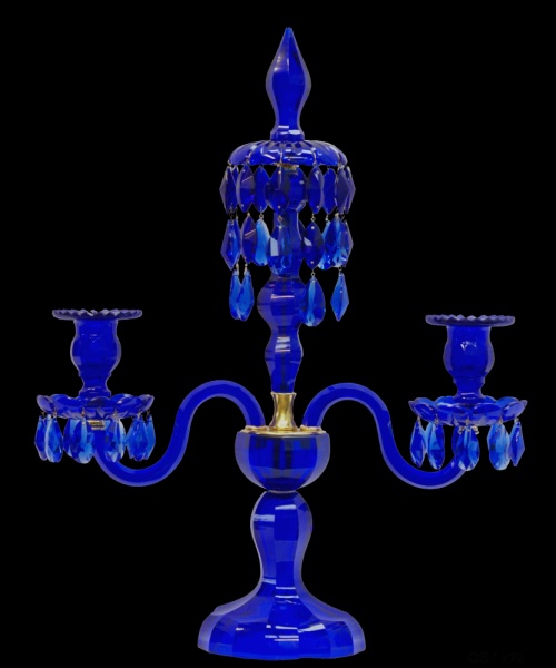 Pair of blue crystal candelabra