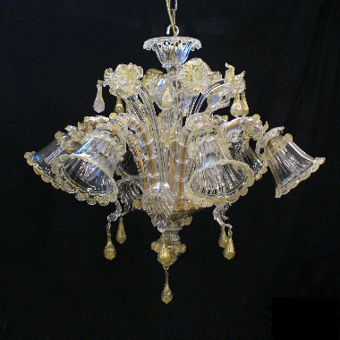 Gold & clear Venetian style chandelier